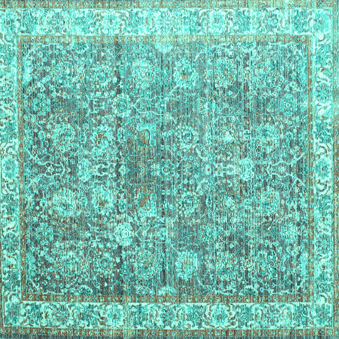 Square Machine Washable Persian Turquoise Traditional Area Rugs, wshtr2088turq