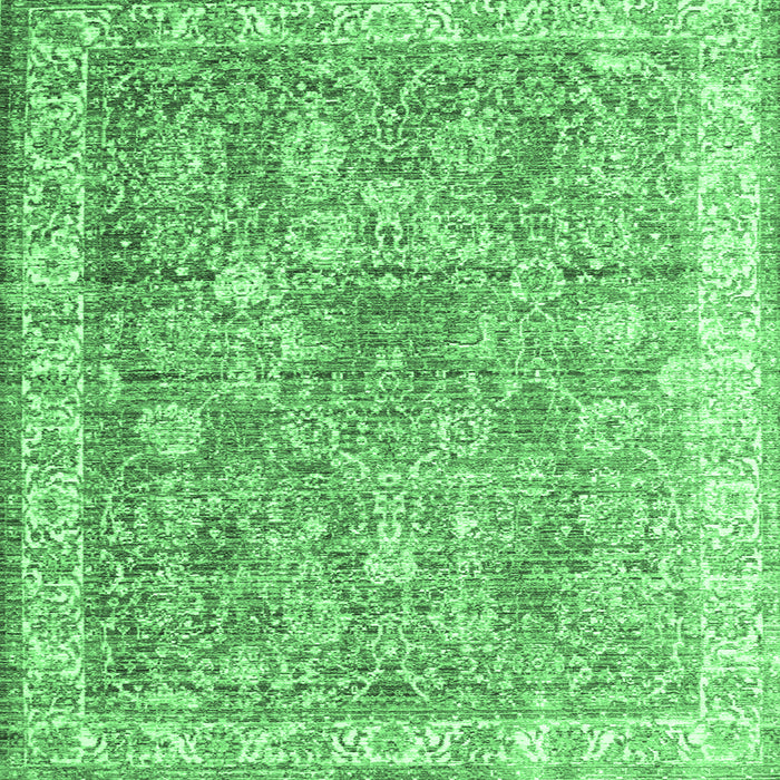 Square Machine Washable Persian Emerald Green Traditional Area Rugs, wshtr2088emgrn