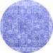 Round Machine Washable Persian Blue Traditional Rug, wshtr2088blu