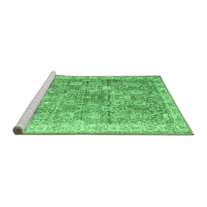 Sideview of Machine Washable Persian Emerald Green Traditional Area Rugs, wshtr2088emgrn