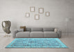 Machine Washable Persian Light Blue Traditional Rug in a Living Room, wshtr2088lblu