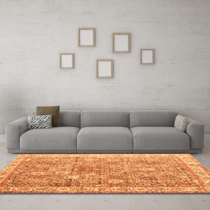 Machine Washable Persian Orange Traditional Area Rugs in a Living Room, wshtr2088org