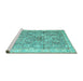 Sideview of Machine Washable Persian Turquoise Traditional Area Rugs, wshtr2088turq