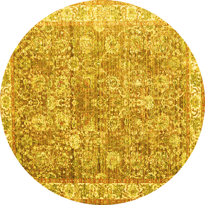Round Persian Yellow Traditional Rug, tr2088yw