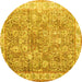 Round Persian Yellow Traditional Rug, tr2088yw