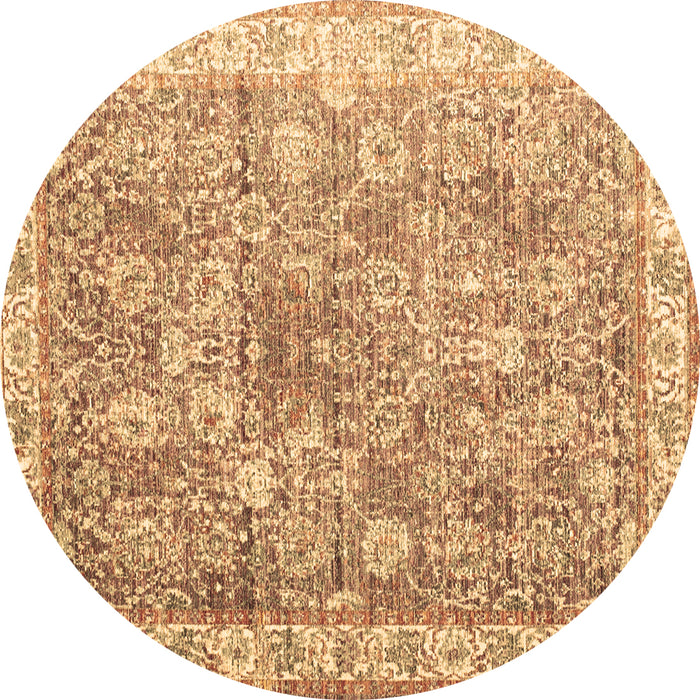 Round Persian Brown Traditional Rug, tr2088brn
