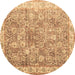 Round Persian Brown Traditional Rug, tr2088brn