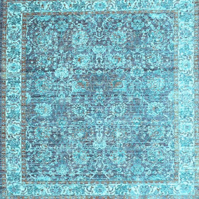 Square Machine Washable Persian Light Blue Traditional Rug, wshtr2088lblu