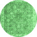 Round Persian Emerald Green Traditional Rug, tr2088emgrn