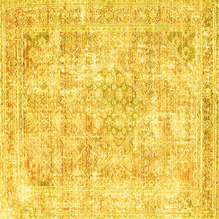 Square Machine Washable Persian Yellow Traditional Rug, wshtr2089yw