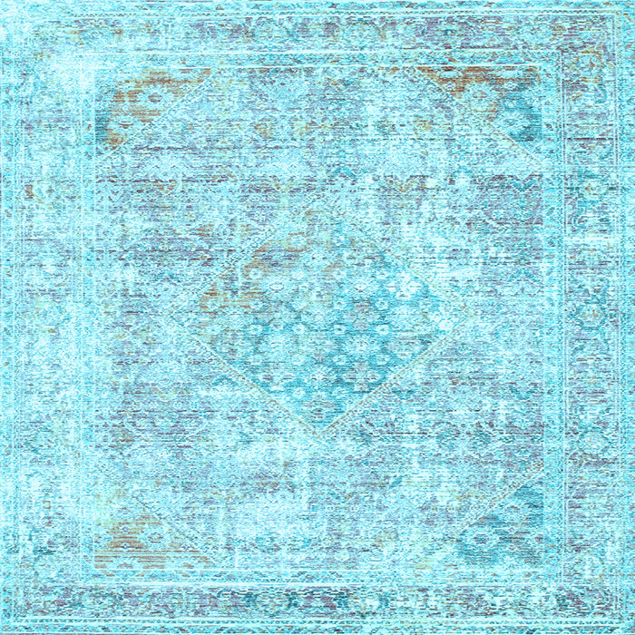 Square Machine Washable Persian Light Blue Traditional Rug, wshtr2089lblu
