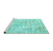 Sideview of Machine Washable Persian Turquoise Traditional Area Rugs, wshtr2089turq