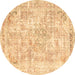 Round Persian Brown Traditional Rug, tr2089brn