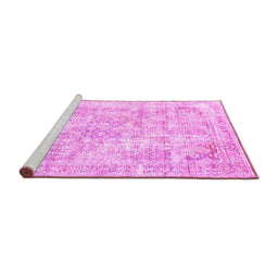 Sideview of Machine Washable Persian Pink Traditional Rug, wshtr2089pnk
