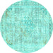 Round Persian Turquoise Traditional Rug, tr2089turq