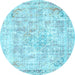 Round Persian Light Blue Traditional Rug, tr2089lblu