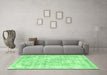 Machine Washable Persian Emerald Green Traditional Area Rugs in a Living Room,, wshtr2089emgrn