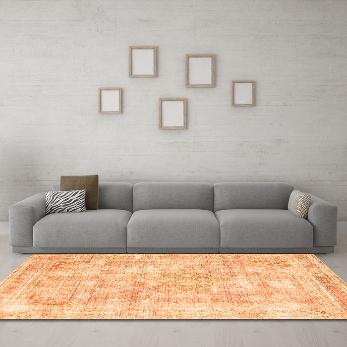 Machine Washable Persian Orange Traditional Area Rugs in a Living Room, wshtr2089org