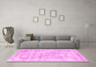 Machine Washable Persian Pink Traditional Rug in a Living Room, wshtr2089pnk