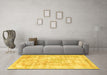 Machine Washable Persian Yellow Traditional Rug in a Living Room, wshtr2089yw