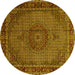 Round Persian Yellow Traditional Rug, tr208yw