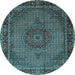 Round Machine Washable Persian Light Blue Traditional Rug, wshtr208lblu