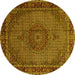 Round Machine Washable Persian Yellow Traditional Rug, wshtr208yw