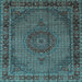 Square Machine Washable Persian Light Blue Traditional Rug, wshtr208lblu