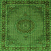 Round Machine Washable Persian Green Traditional Area Rugs, wshtr208grn