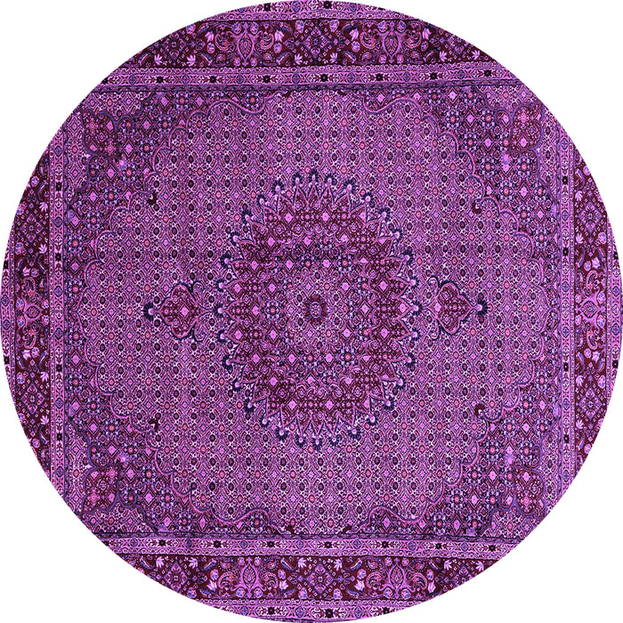 Round Machine Washable Persian Purple Traditional Area Rugs, wshtr208pur