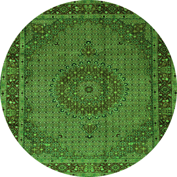 Square Persian Green Traditional Rug, tr208grn