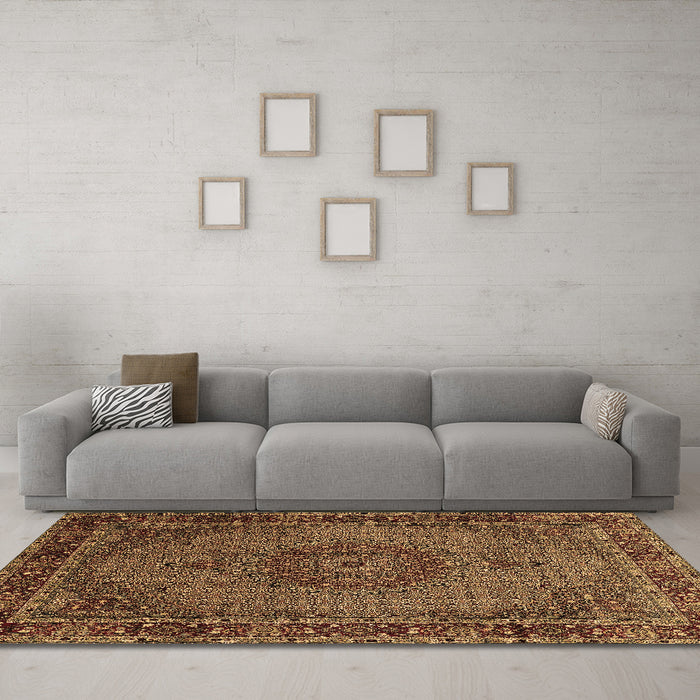 Machine Washable Persian Brown Traditional Rug in a Living Room,, wshtr208brn