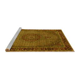 Sideview of Machine Washable Persian Yellow Traditional Rug, wshtr208yw