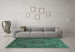 Machine Washable Persian Turquoise Traditional Area Rugs in a Living Room,, wshtr208turq