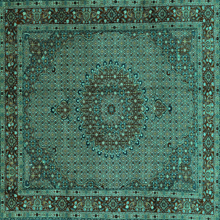 Square Machine Washable Persian Turquoise Traditional Area Rugs, wshtr208turq