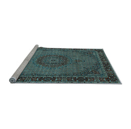 Sideview of Machine Washable Persian Light Blue Traditional Rug, wshtr208lblu