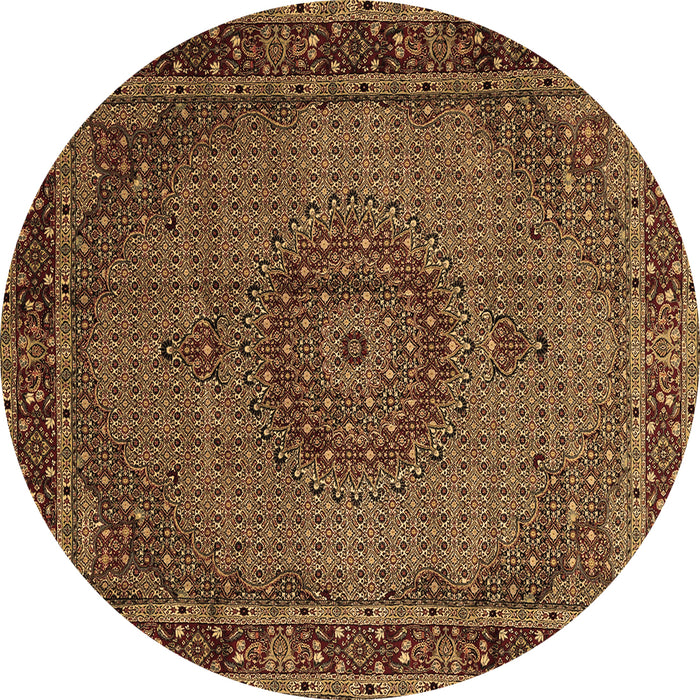 Round Persian Brown Traditional Rug, tr208brn