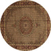 Round Persian Brown Traditional Rug, tr208brn