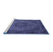 Sideview of Machine Washable Persian Blue Traditional Rug, wshtr208blu