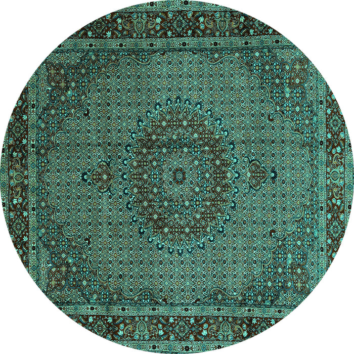 Round Persian Turquoise Traditional Rug, tr208turq