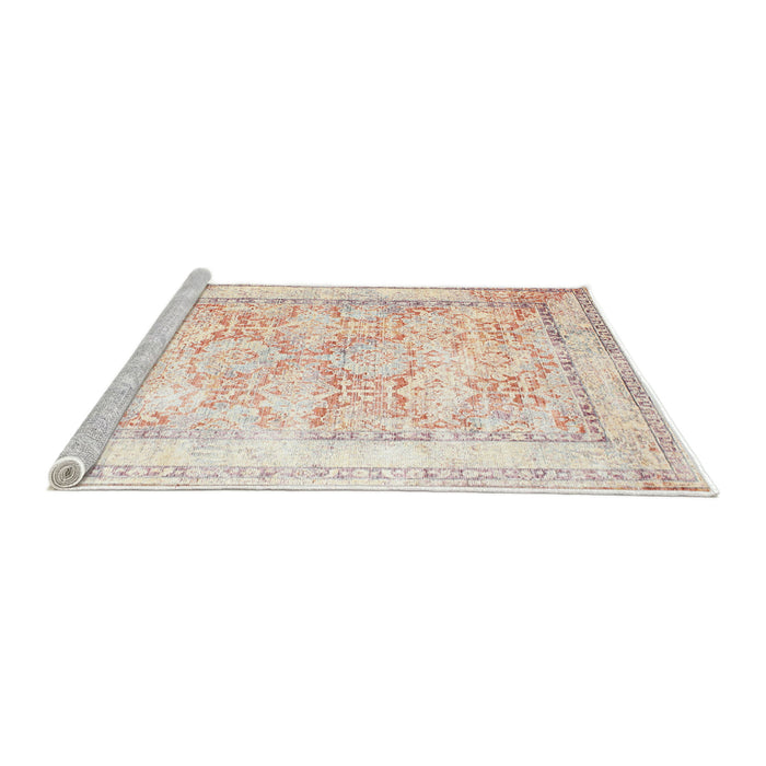 Sideview of Machine Washable Traditional Moccasin Beige Rug, wshtr2090