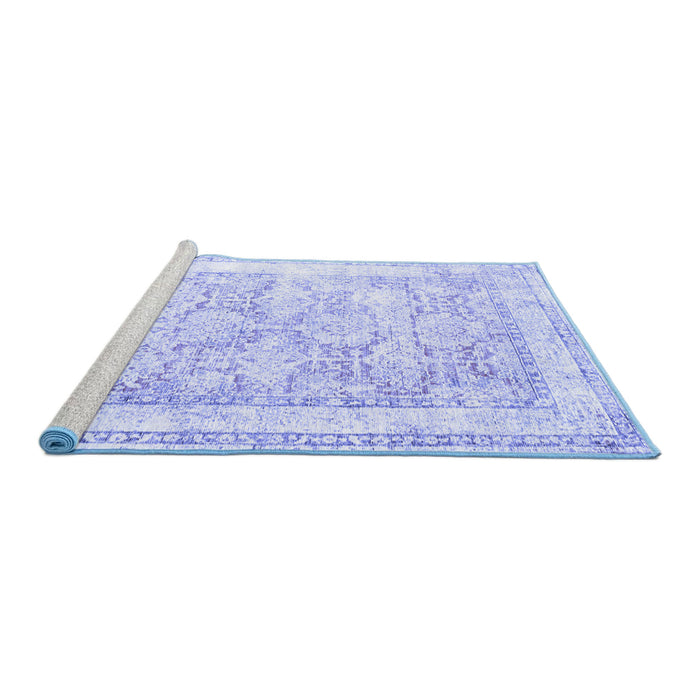 Sideview of Machine Washable Persian Blue Traditional Rug, wshtr2090blu