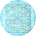 Round Machine Washable Persian Light Blue Traditional Rug, wshtr2090lblu