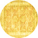 Round Machine Washable Persian Yellow Traditional Rug, wshtr2090yw