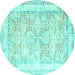 Round Persian Turquoise Traditional Rug, tr2090turq