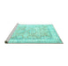 Sideview of Machine Washable Persian Turquoise Traditional Area Rugs, wshtr2090turq