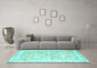 Machine Washable Persian Turquoise Traditional Area Rugs in a Living Room,, wshtr2090turq