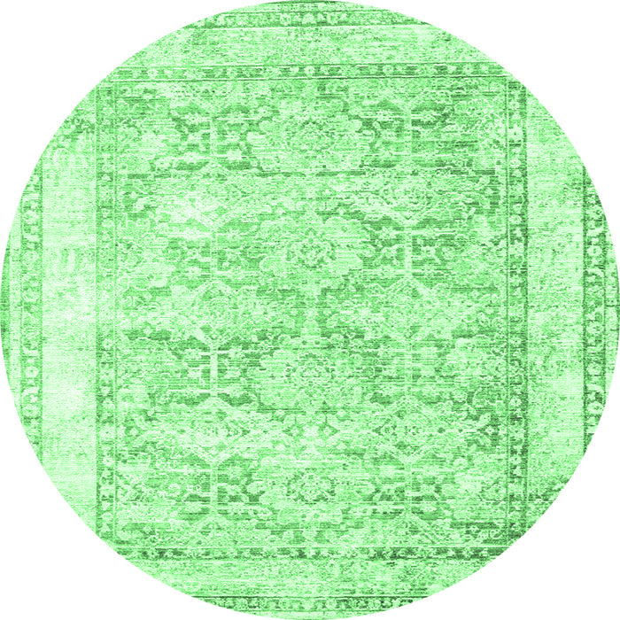 Round Machine Washable Persian Emerald Green Traditional Area Rugs, wshtr2090emgrn