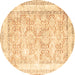 Round Persian Brown Traditional Rug, tr2090brn