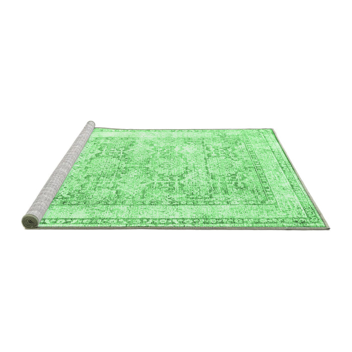 Sideview of Machine Washable Persian Emerald Green Traditional Area Rugs, wshtr2090emgrn